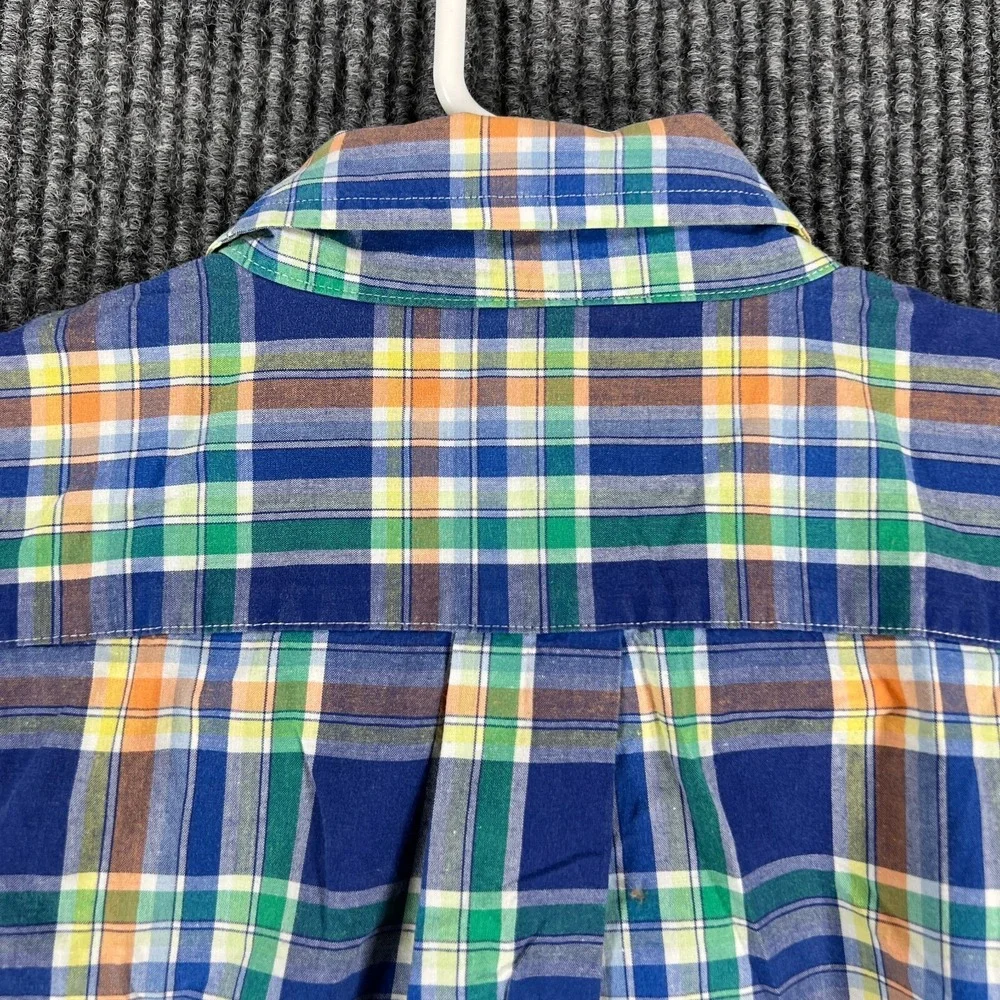 Ralph Lauren Shirt Youth Boys Large Blue Green Plaid Long Sleeve Button Down